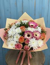 Букет цветов из:  Розы, Герберы и Хризантемы #REPLACE_PRED# Селенгинске