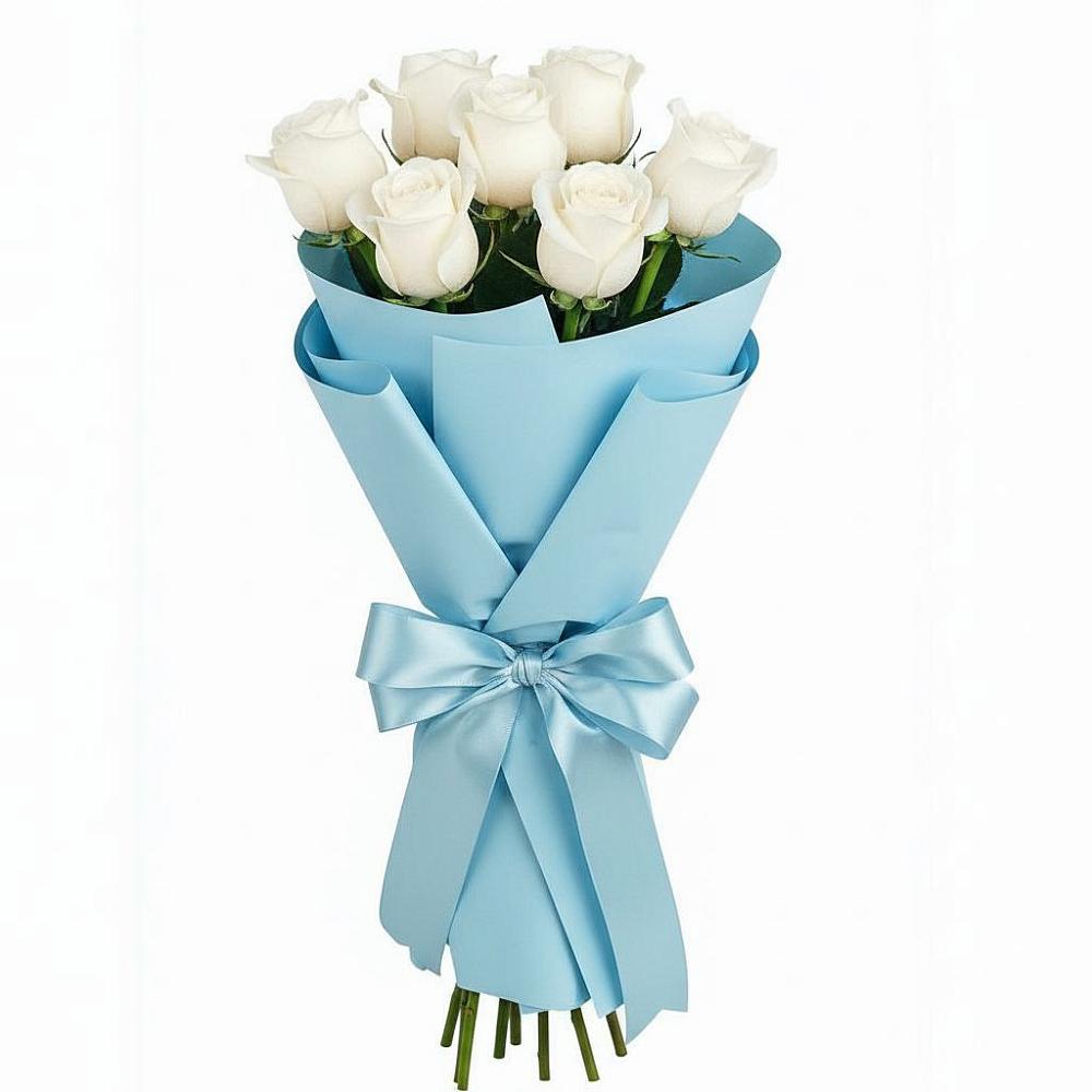 Букет 7 белых роз Проуд в Селенгинске