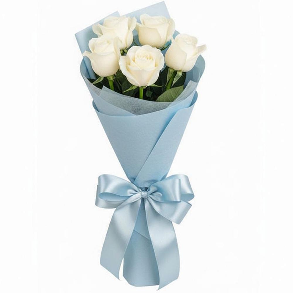 Букет 5 Белых роз Проуд в Селенгинске