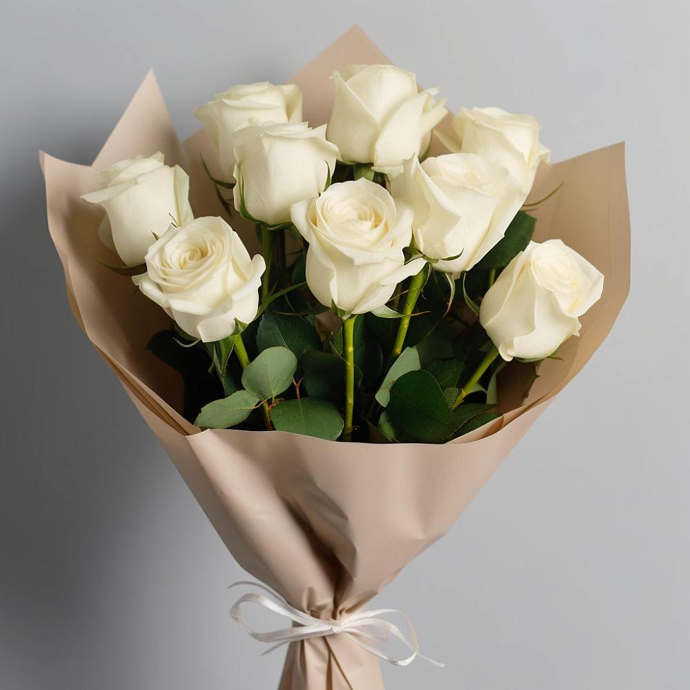 Букет 9 Белых роз Эдлесс Лав в Селенгинске