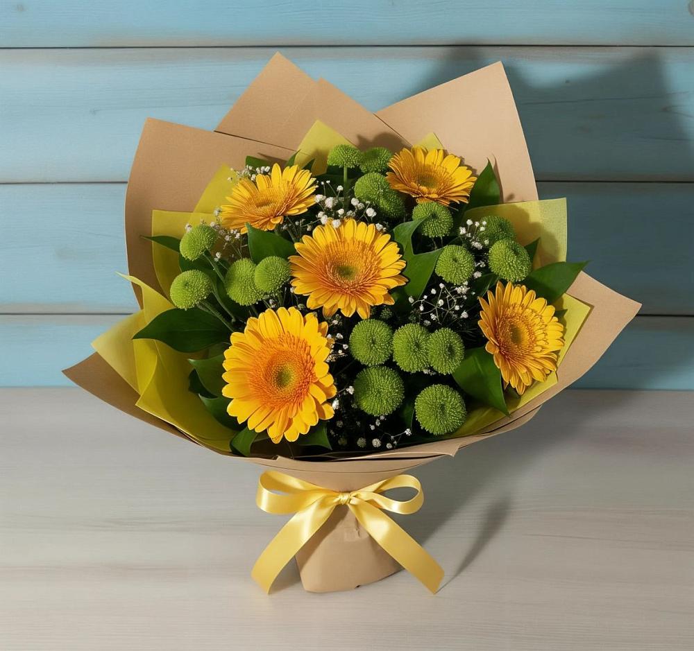 Букет цветов из: Герберы и Хризантемы в Селенгинске