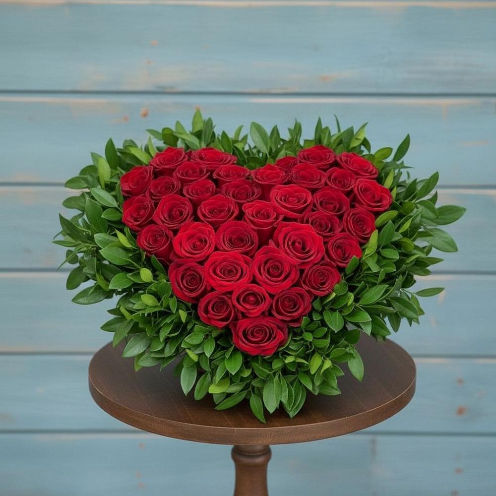 Цветочная композиция из Розы в виде сердца в Селенгинске