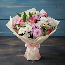 Букет цветов из:  Хризантемы, Альстромерии и Розы в Селенгинске