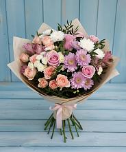 Букет цветов из:  Хризантемы, Розы и Альстромерии в Селенгинске